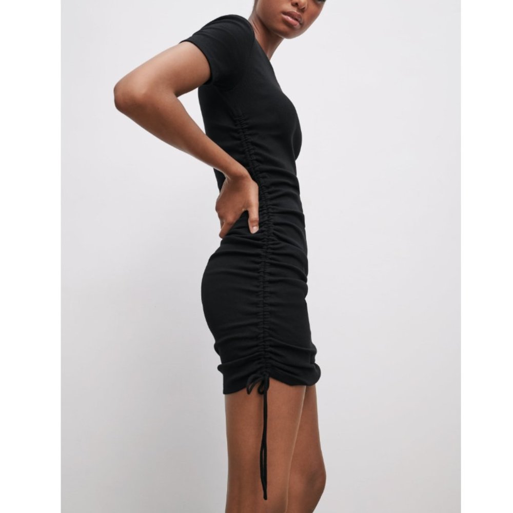 Zara Ruched Ribbed Dress - Picture 2 of 11